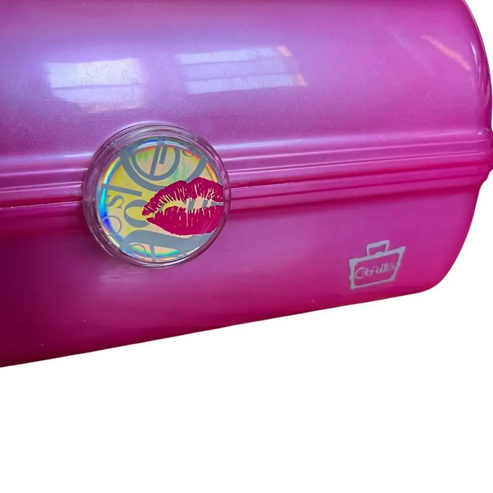 Caboodles Pink Make Up Storage Case with Mirror Two Levels Vintage